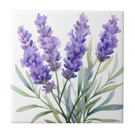 Watercolor Lavender Flowers Tegeltje (Voorkant)
