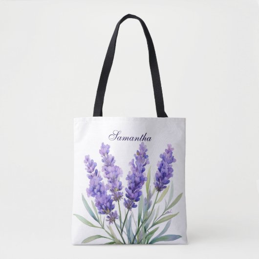 Watercolor Lavender Flowers Tote Bag (Voorkant)