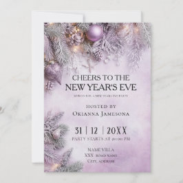 Watercolor lavender New Year's Eve Party  Kaart