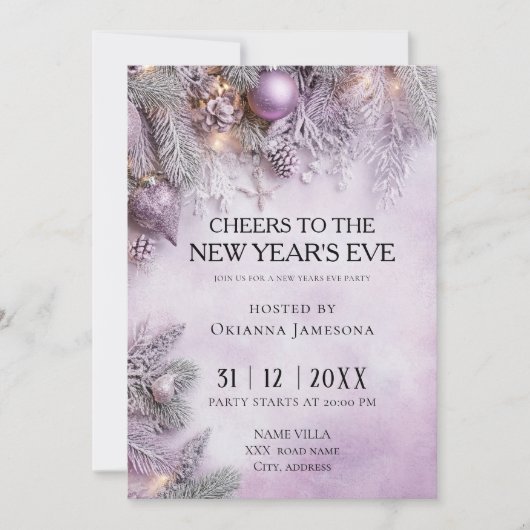 Watercolor lavender New Year's Eve Party  Kaart (Voorkant)