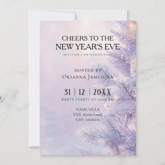 Watercolor lavender New Year's Eve Party  Kaart (Voorkant)