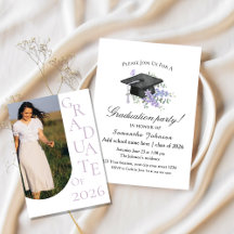 Watercolor Lavender  Purple Floral Graduation 