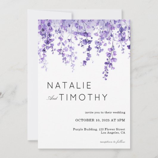 Watercolor Lavender Rustic Boho Botanical Wedding  Kaart (Voorkant)