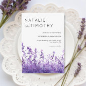 Watercolor Lavender Rustic Boho Botanical Wedding Kaart