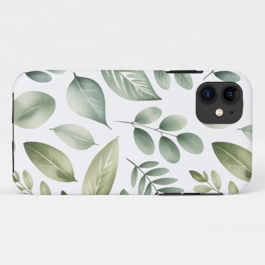 Watercolor Leaf Pattern Case-Mate iPhone Case (Achterkant (horizontaal))