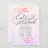 Watercolor Leaves EAT Drink & Be Married Trouwdag  Kaart (Voorkant)