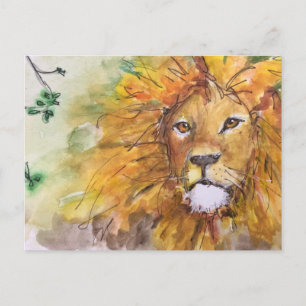 Watercolor Leeuw Ansichtkaart Briefkaart