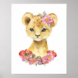 Watercolor Leeuw, Safari Kinderkamer Decor, Kinder Poster