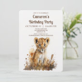 Watercolor Leeuwenkoning Uitnodiging Feestje  (Staand voorkant)