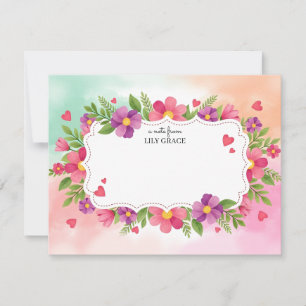 Watercolor Lelie Grace Bloemen Briefpapier Bedankt Notitiekaartje