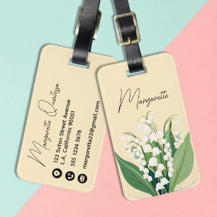 Watercolor Lelietje-van-dalen Witte Bloemen Geel Bagagelabel