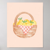 Watercolor Lemon Basket Kitchen Poster (Voorkant)