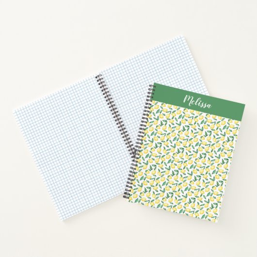 Watercolor Lemon Citrus Custom Name Journal Notitieboek (Binnen)