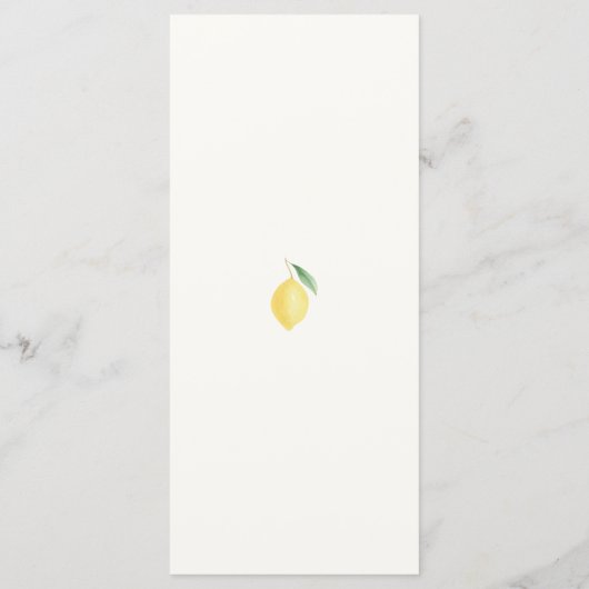 Watercolor Lemon Foliage Elegant Wedding Menu (Achterkant)