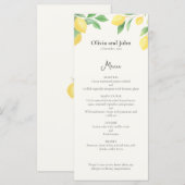 Watercolor Lemon Foliage Elegant Wedding Menu (Voorkant / Achterkant)