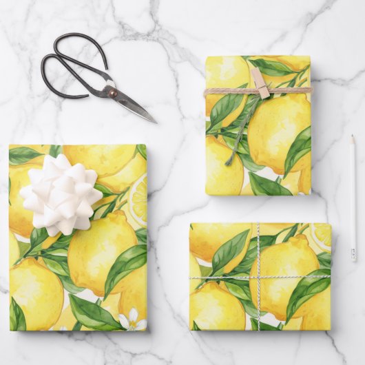 Watercolor Lemon Grove Seamless Pattern Inpakpapier Vel (Voorkant)