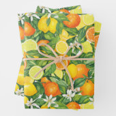 Watercolor Lemon, Orange, and Lime Citrus Inpakpapier Vel (In situ)