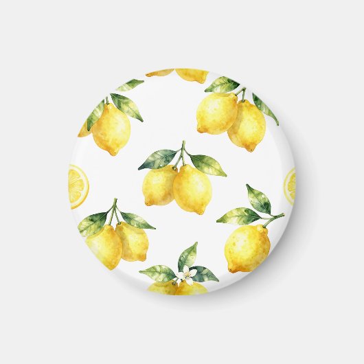 Watercolor Lemon Pattern Magneet (Voorkant)