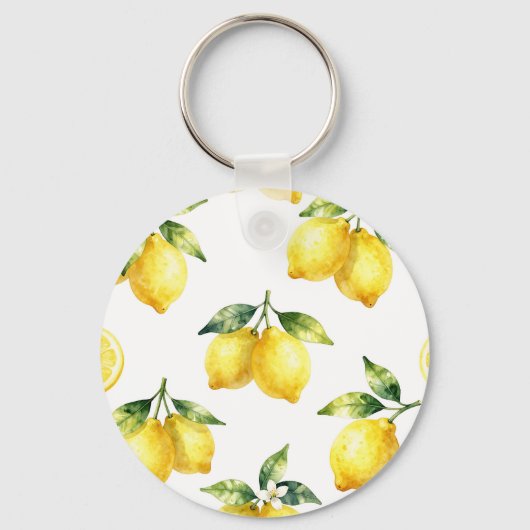 Watercolor Lemon Pattern Sleutelhanger (Voorkant)