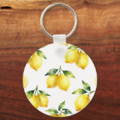 Watercolor Lemon Pattern Sleutelhanger (Achterkant)