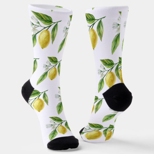 Watercolor Lemon Pattern Socks Sokken (Gebogen)