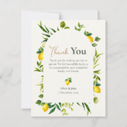 Watercolor Lemon Photo Thank You Card Bedankkaart