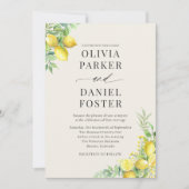 Watercolor Lemon QR Code Photo Wedding Kaart (Voorkant)