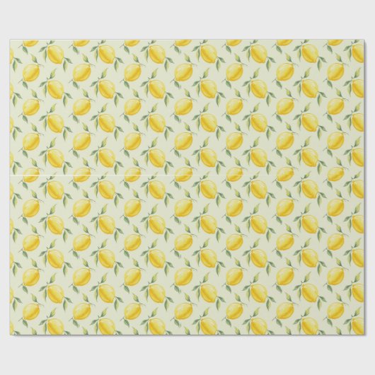 Watercolor Lemon Summer Pattern Cadeaupapier (Vlak)