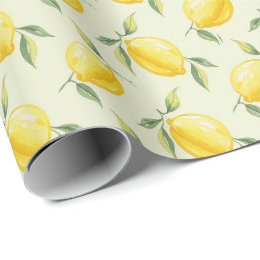 Watercolor Lemon Summer Pattern Cadeaupapier (Rol Hoek)