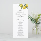 Watercolor Lemon Wedding Program | Mediterranean  Menu (Staand voorkant)