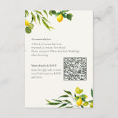 Watercolor Lemon Wedding Timeline with QR Code Informatiekaartje (Achterkant)