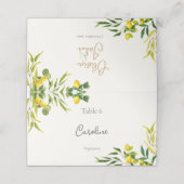 Watercolor Lemon Wedding with Meal Preference Plaatskaartje (Buitenkant ongevouwen)
