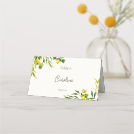 Watercolor Lemon Wedding with Meal Preference Plaatskaartje