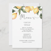 Watercolor lemons elegant wedding Menu Kaart (Voorkant)