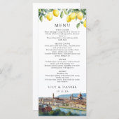 Watercolor Lemons Florence Italy Wedding Menu (Voorkant / Achterkant)
