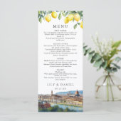 Watercolor Lemons Florence Italy Wedding Menu (Staand voorkant)