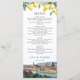 Watercolor Lemons Florence Italy Wedding Menu