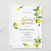 Watercolor Lemons Frame Bridal Shower  Kaart (Voorkant)