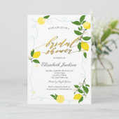 Watercolor Lemons Frame Bridal Shower  Kaart (Staand voorkant)