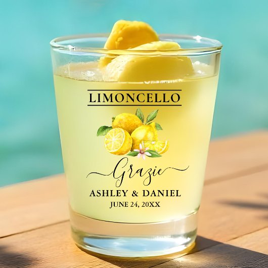 Watercolor Lemons Limoncello Wedding Grazie Shot Glas