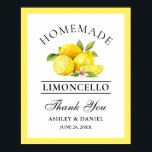 Watercolor Lemons Limoncello Wedding Poster<br><div class="desc">Elegant Watercolor Lemons Greenery Homemade Limoncello Wedding Thank You Bar Poster</div>