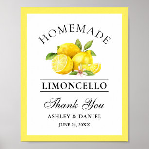 Watercolor Lemons Limoncello Wedding Poster