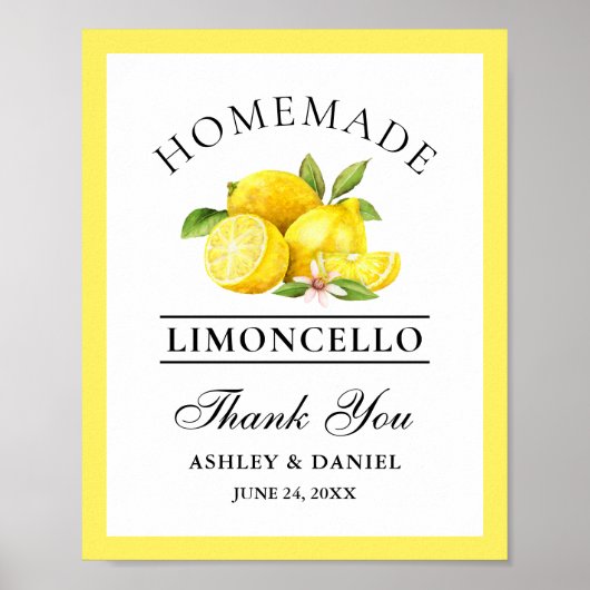 Watercolor Lemons Limoncello Wedding Poster (Voorkant)