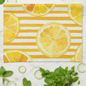 Watercolor Lemons & Stripes Theedoek (Gevouwen)