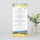 Watercolor Lemons Tuscany Italy Wedding Menu (Staand voorkant)