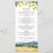 Watercolor Lemons Tuscany Italy Wedding Menu (Voorkant)