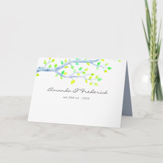 Watercolor Lente Berk Houten Bruiloft Programma (Voorkant)