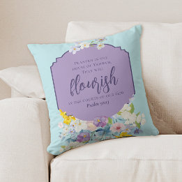 Watercolor lente bloemboeket Bijbelvers Kussen