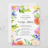 Watercolor Lente Bloemen Baby Shower Uitnodiging I (Voorkant)