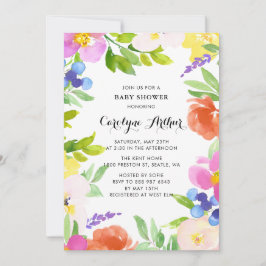 Watercolor Lente Bloemen Baby Shower Uitnodiging I